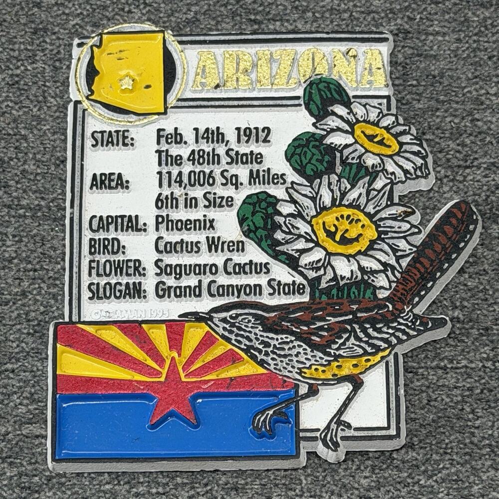 Old Arizona Grand Canyon State Facts Montage Rubber Fridge Magnet Souvenir USA